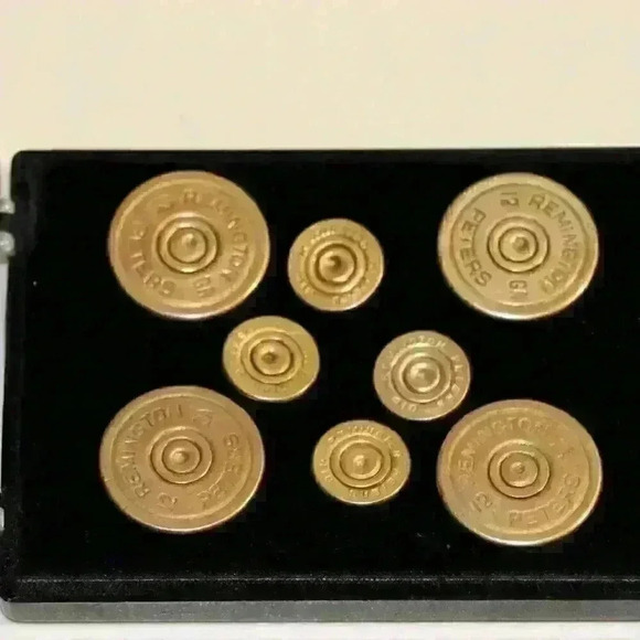 Vintage Set of 8 Bullet End Buttons W/ 12 Guage and 410 - Picture 1 of 4